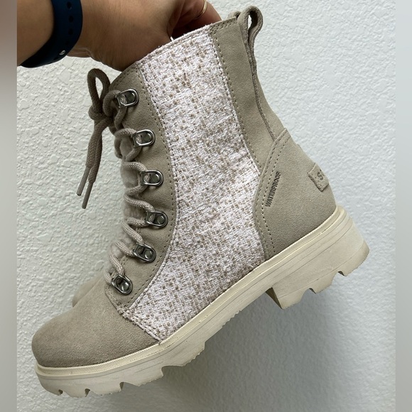 SOREL Lennox Lace cozy rain boots waterproof suede w/shearling tongue.Sz-7. D - Picture 13 of 16